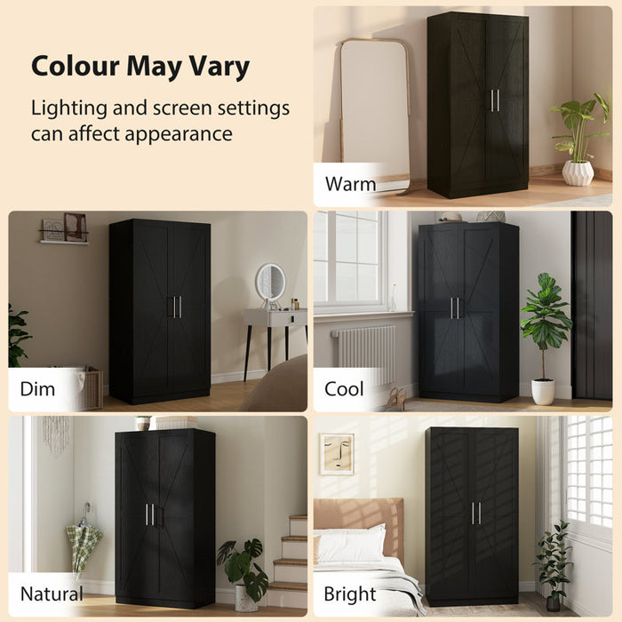 Wardrobe With 2 Barn Doors and Black Wardrobe