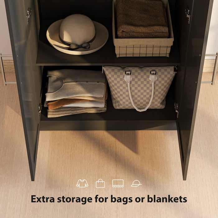 Wardrobe With 2 Barn Doors and Black Wardrobe