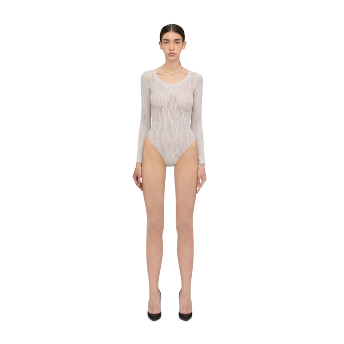 Wolford SNAKE LACE STRING BODY platinum