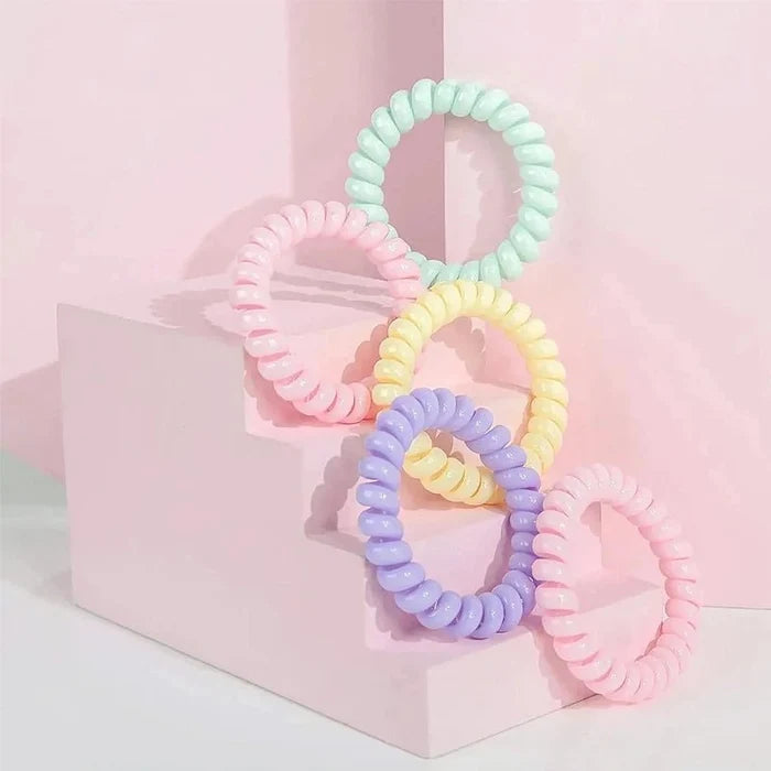 Wonder Bobbles Large Spiral Hair Ties for Thick Hair - 5pcs