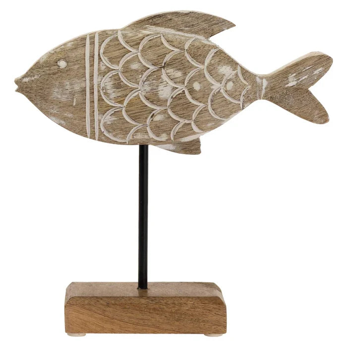 Wood Fish on Stand Large