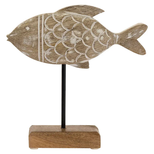 Wood Fish on Stand Large
