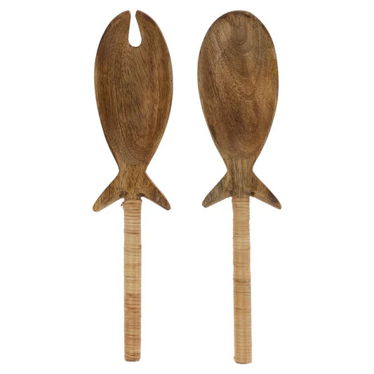Wood Fish Serving Set