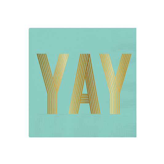 YAY Foil Beverage Napkins - Barque Gifts