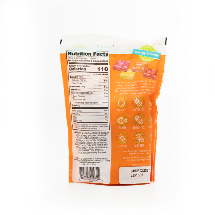 Yum Earth Organic Chewys Fruit Chews 142g