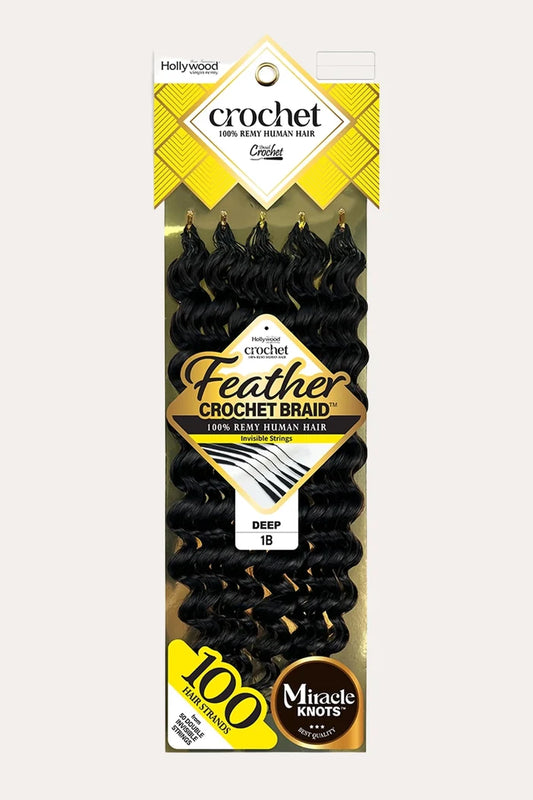 ZURY FEATHER CROCHET BRAID 100% HUMAN HAIR HOLLYWOOD - DEEP 18" ZURY