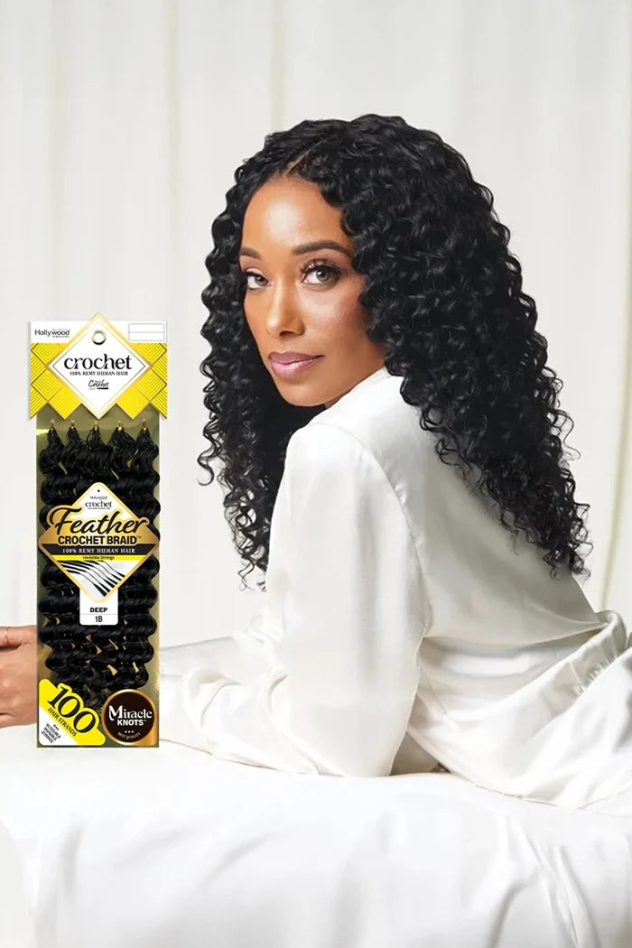 ZURY FEATHER CROCHET BRAID 100% HUMAN HAIR HOLLYWOOD - DEEP 18" ZURY